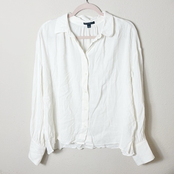 J. Crew 100% Viscose White Button Down Shirt size Large - Picture 8 of 8